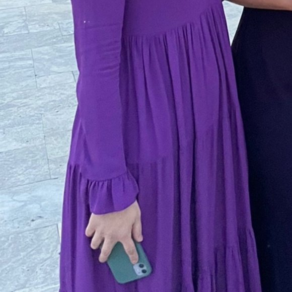 Zara purple tiered float gown with ruffled neck and sleeves - Picture 2 of 4